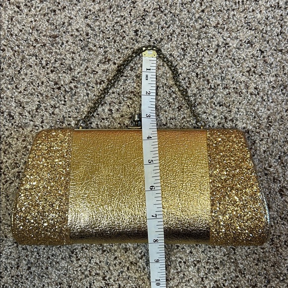 Vintage Gold Glitter Metallic Clutch Evening Bag - Picture 12 of 14